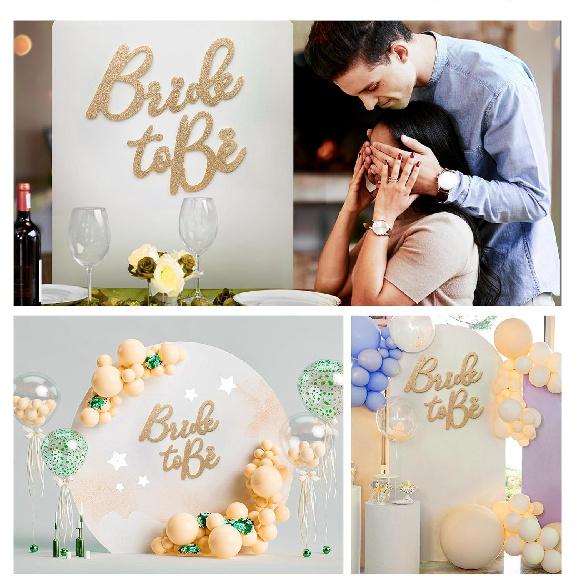 Bride to Be Felt Sign for Backdrop - Glitter Champagne Bride to Be Signs Felt Letters for Bachelorette Party Decorations Welcome to Bridal Shower