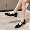 Light Luxury Curved Rhinestone Temperament Versatile Pointed Head Medium and Low Heel Square Heel Soft Sole Single Shoes Women's 2025 Spring and Summe