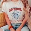 Women Funny Trump 2024 Election T-Shirts Vintage Western Cowboy Unisex T Shirt MAGA Patriotic Shirt Unisex Short Sleeve Republican Tops
