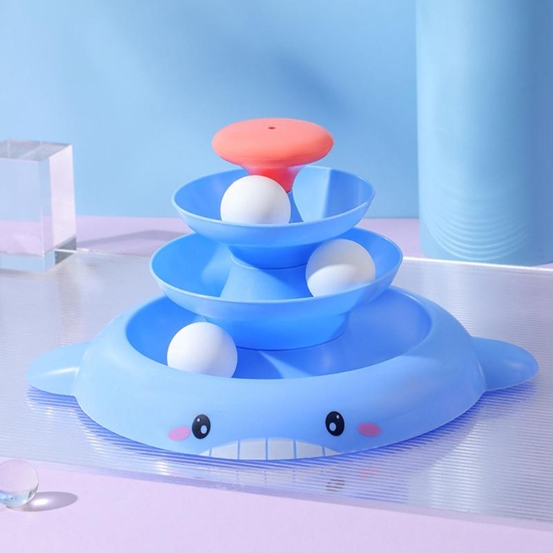 Интерактивная игрушка для кошек для домашних кошек, 3-уровневая башня, игрушка-вертушка, трек с 3 мячиками и забавная дразнилка для кошек