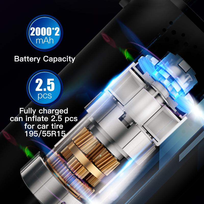 Портативный автомобильный воздушный насос Мини самоходный электрический насос для шин Ручной беспроводной цифровой дисплей Зарядный насос