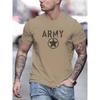 Men's Summer 100 Cotton Fashionable Casual Loose Sports ARMY and Five Pointed Star Printed Round Neck Short Sleeved T-shirt Top