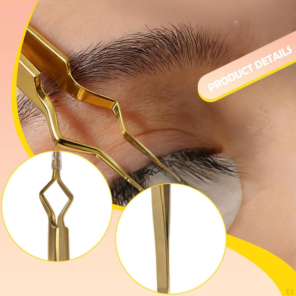 Lash Tweezers Stainless Steel Curved Portable Reusable Ergonomic Lightweight Home Salon Eyelash