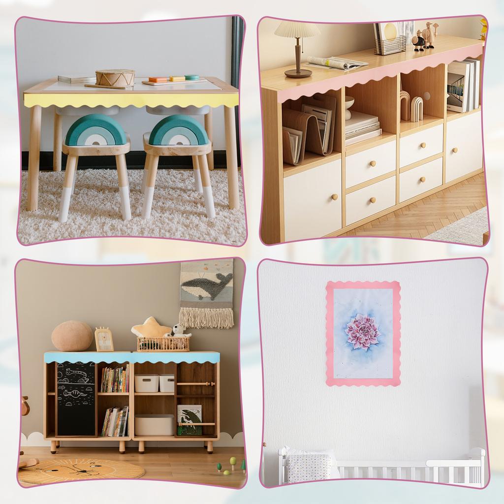 6 Rolls Colorful Bulletin Board Borders Waterproof Scalloped Bulletin Border Trim DIY Freely Cutting Crafts Decorative Paper