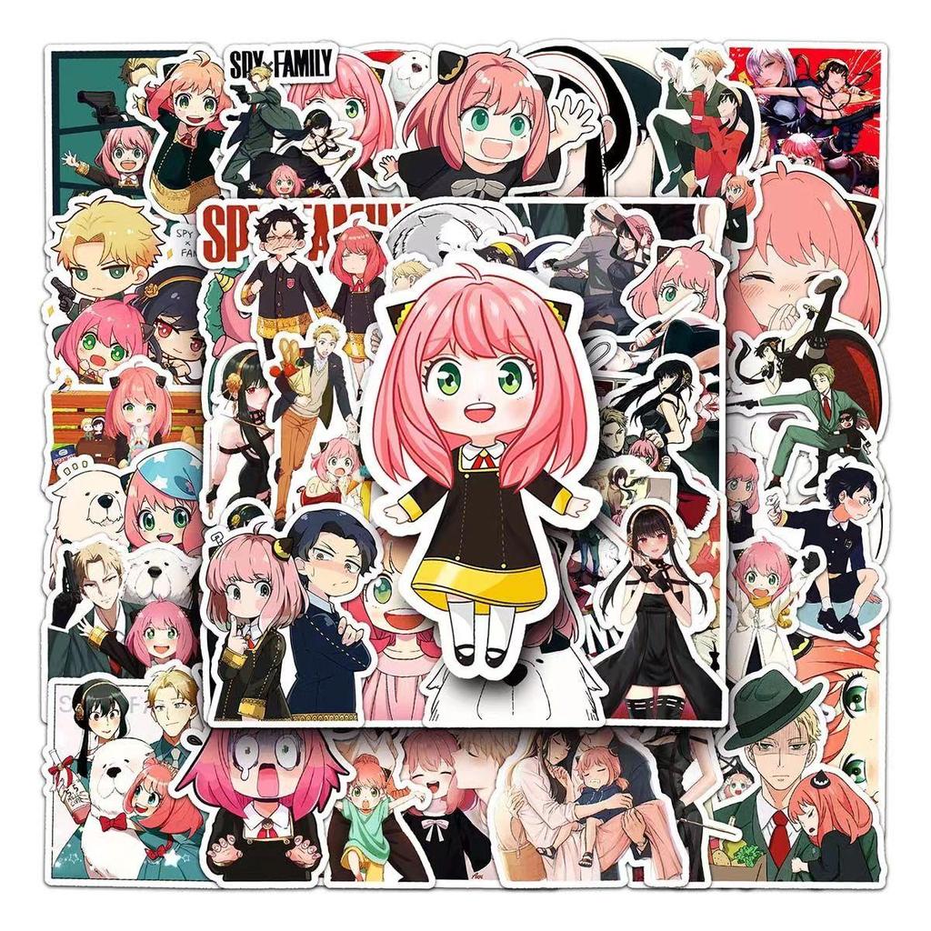 SPY×FAMILY Colorful Stickers, 50 Pieces (not Repeated), Waterproof and Sunscreen.