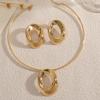 European and American design hollow metal collar earrings jewelry set light luxury high-end earrings collar two-piece set