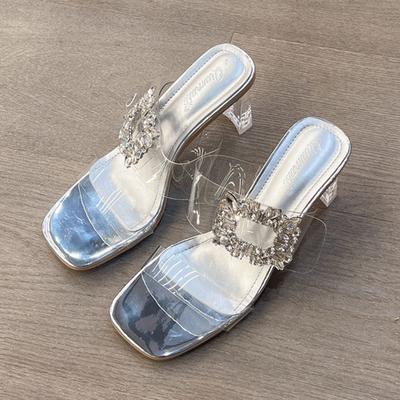 Сексуальные женские тапочки на высоком каблуке, модные модные сандалии с кристаллами, туфли-лодочки, новая летняя женская обувь из ПВХ, шлепанцы, женские шлепанцы