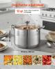 Stainless Steel Stock Pot, 11.4 L Stainless Steel Stockpot with Glass Lid, PFOA-Free, PFAS-Free, Compatible with Gas Stoves, Induction Cooktops,