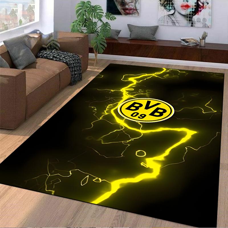 """Ковер с узором «Желтая Молния» и логотипом BVB 09, Черная тема» Подходит для использования в качестве противоскользящего покрытия для гостиной, спальни, диванов"""