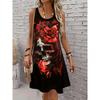 Женское готическое панк-платье миди без рукавов с цветочным принтом и изображением черепа, повседневное черное платье-майка А-силуэта, женская летняя одежда в стиле Y2k