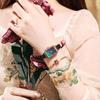 Fashion Vintage Green Watch Women's Watches Wholesale Square Quartz Student Watch Champagne Gold Dial and Brown Leather Strap Watch