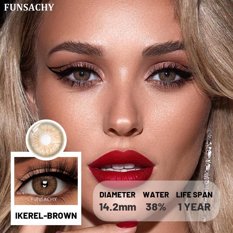 FUNSACHY Цветные контактные линзы Годовые Голубые линзы для макияжа глаз Красота Коричневые цветные линзы Модные Серые линзы для зрачков 2 шт.