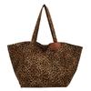 Women's Large Capacity Canvas Shoulder Bag Leopard Print Multifunctional Casual Tote Bag