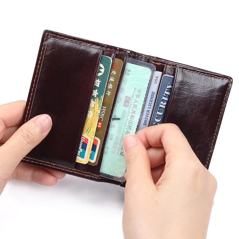 Jiameida Винтажный Кожаный RFID Защита от Кражи Унисекс Кошелек для Монет и Карт