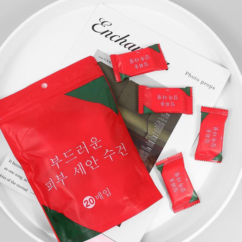 Утолщенные сжатые полотенца для лица дорожных размеров — одноразовые, с рисунком в виде конфет, идеально подходят для отелей.