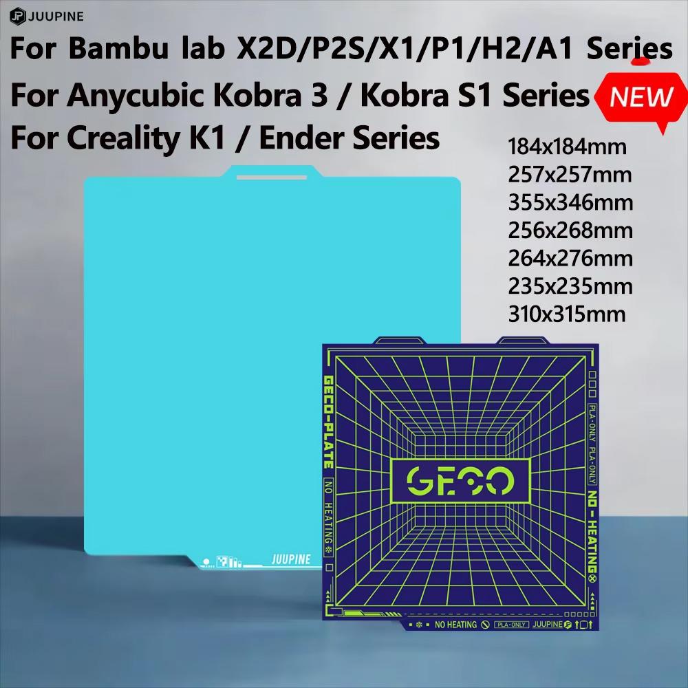 Juupine GECO Plate For Bambu Lab H2D X2D Build Plate PLA Bed Cold Plate For X1C A1 P2S X2D SuperTack Glacier For Bambu H2s Plate
