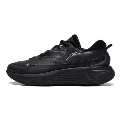 Li Ning Мягкие теплые флисовые дышащие амортизирующие легкие низкие повседневные туфли женские кроссовки черные AGLT124-2