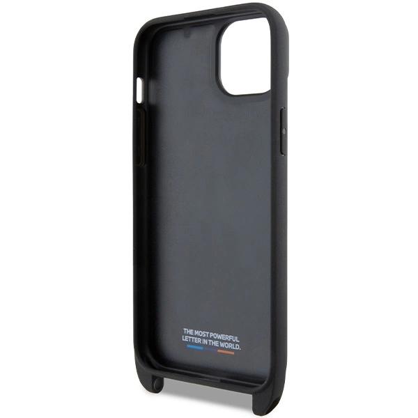 Bmw M Edition Carbon Tricolor Lines & Strap Case For Iphone 15 / 14 / 13 - Black