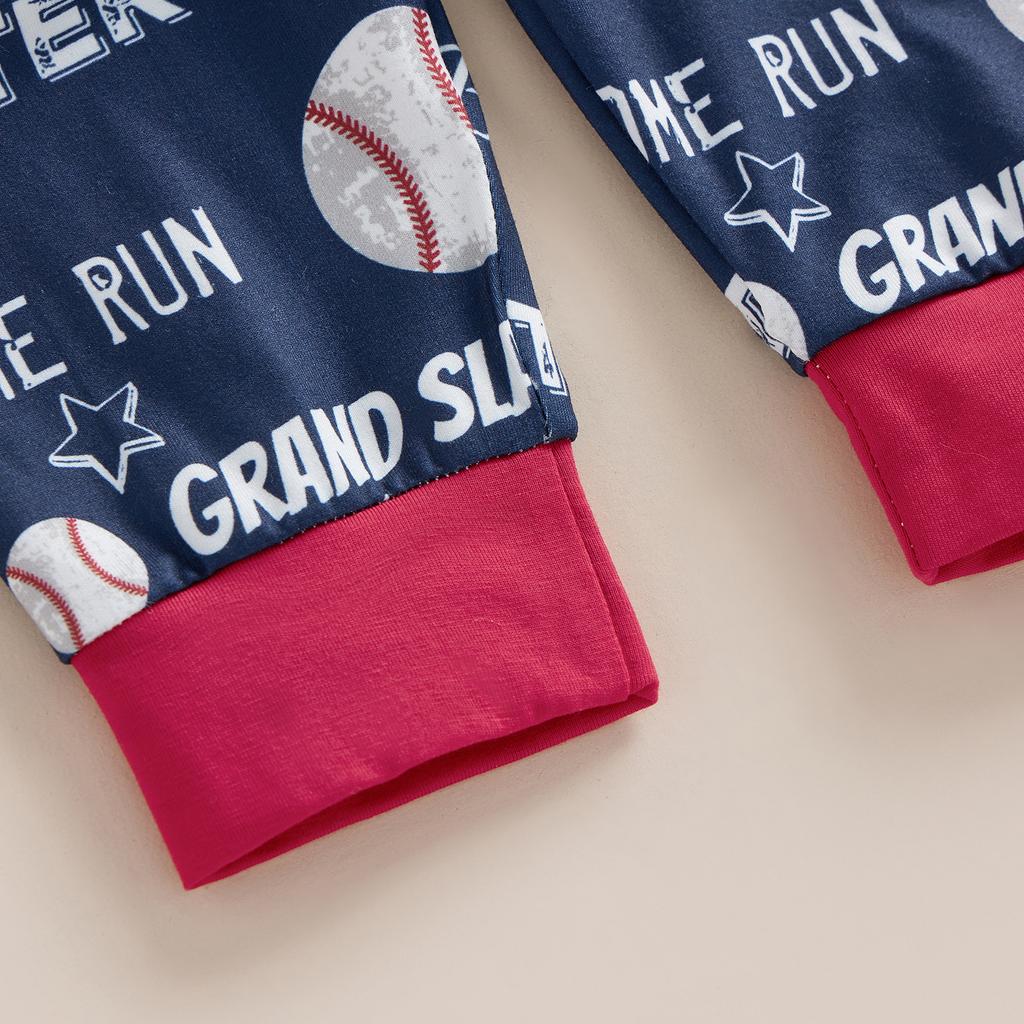 Летние комплекты для маленьких мальчиков Белый ромпер с коротким рукавом и принтом букв + Брюки с принтом бейсбольного мяча + Шляпа