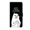 Don't Touch My Phone" PU Leather Wallet Flip Photo Frame Book Case for iPhone Samsung Huawei Honor Xiaomi Redmi Oppo Sony Motorola Nokia Google