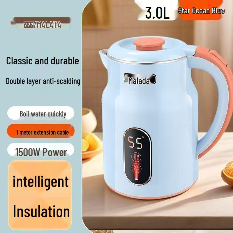 Электрический чайник Wanlida объемом 3 л из нержавеющей стали с изоляцией для домашнего использования