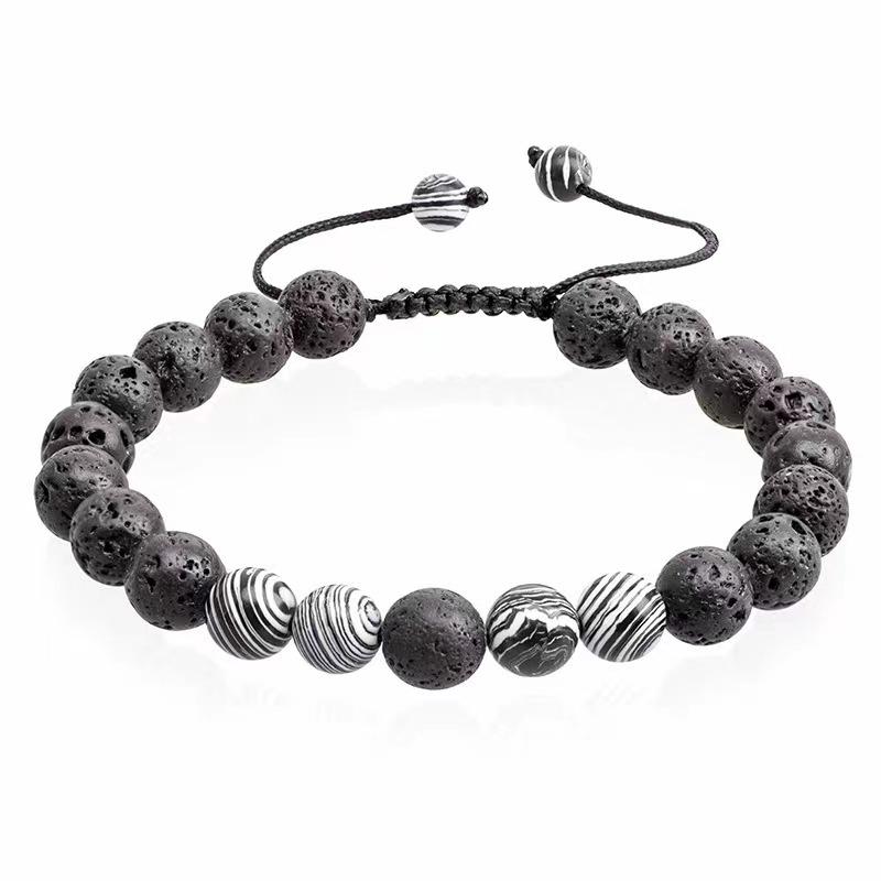 Luxury Natural Lava Stone Bead Bracelet Men Women Simple Handmade Adjustable 8mm Stone Bead Bracelet For Men Women Jewelry