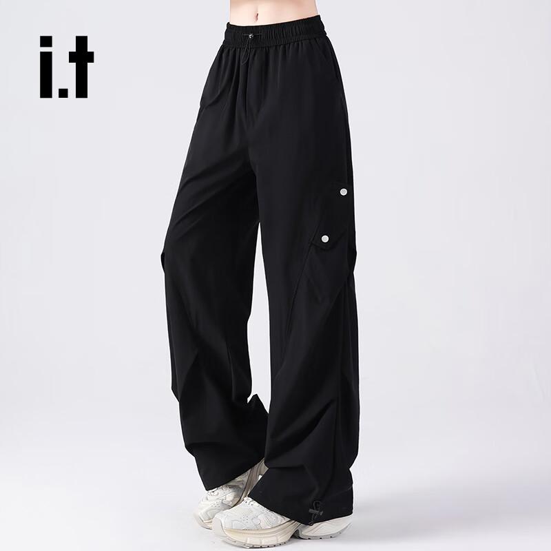 izzue Women's High-Waist Loose Wide-Leg Cargo Pants