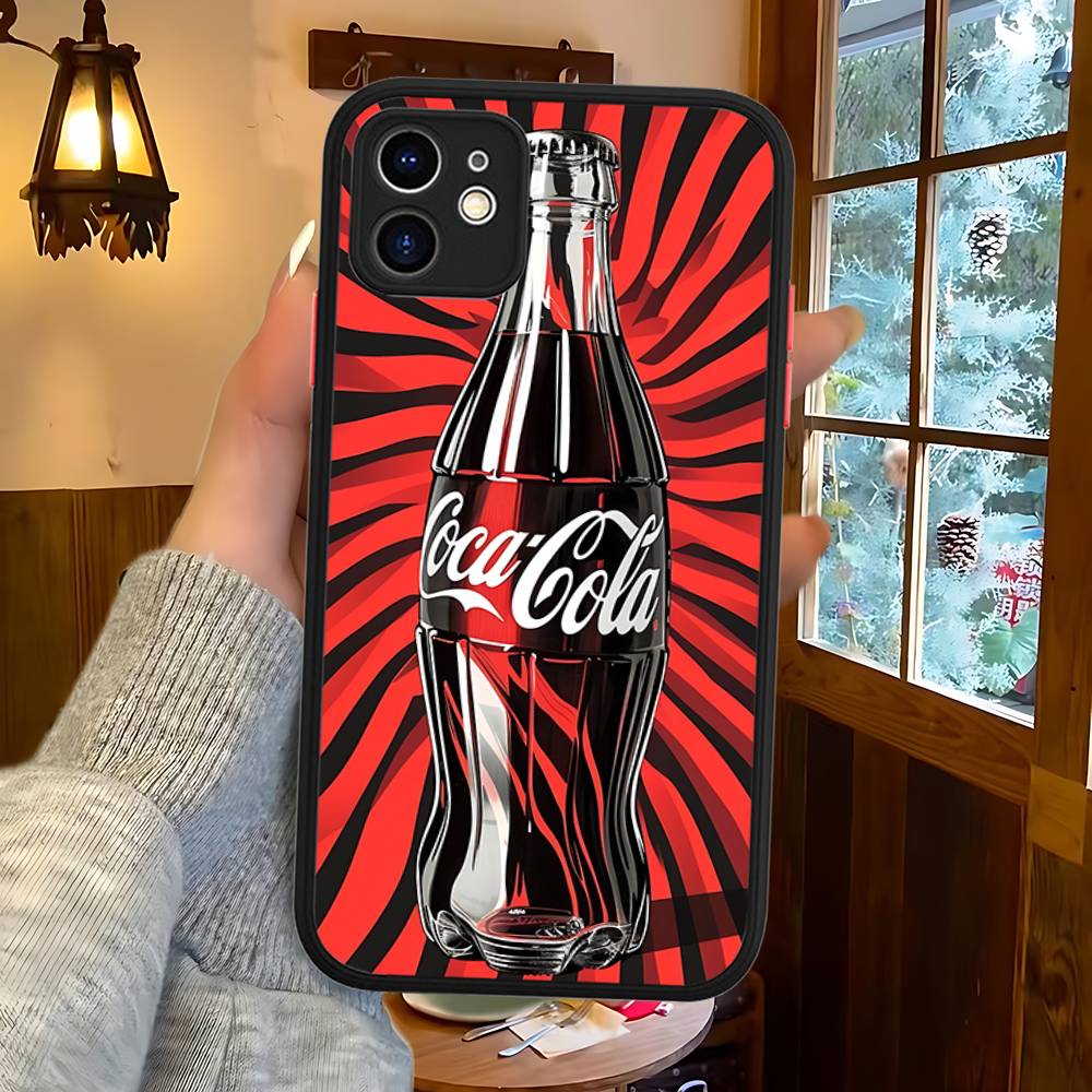 C-CocaS-Модный Кола Силиконовый Матовый Чехол Для Телефона Для Iphone 13 14 15 16 Pro Max 11 12 X Xs Max Мягкая Крышка