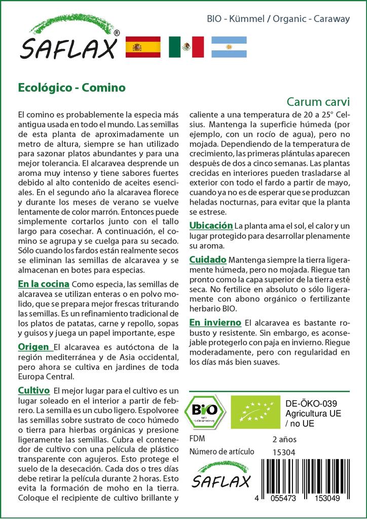 SAFLAX Garden in the Bag - Органический - Тмин - 800 семян - С субстратом в подходящем пакете-стойке - Carum carvi