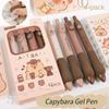 4pcs/set 0.5mm Capybara Gel Pen Press Type Strawberry Roll Cake Pen Cute Pnada Gel Pen Kids