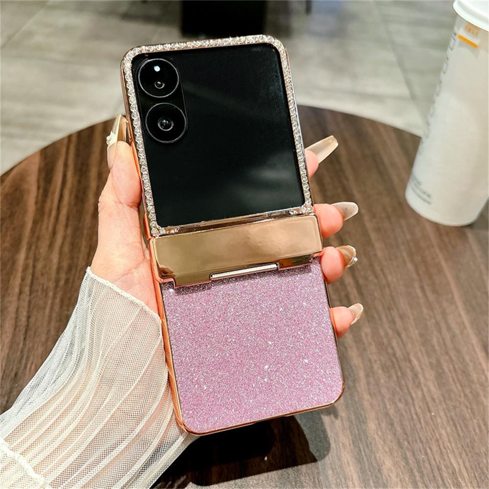 For Xiaomi Mix Flip 2 Case Hinge Protection Rhinestone Glitter PC Phone Cover