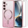 Protective Case - BOOLING - for Samsung Galaxy A36 5G - Glittery Pink - Camera Protection - 2 Tempered Glasses