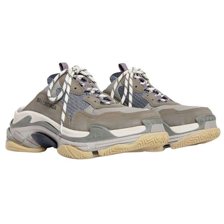 Balenciaga Кроссовки Triple S Mesh Низкие Массивные Мужские Серый Синий 755687W3SM11259