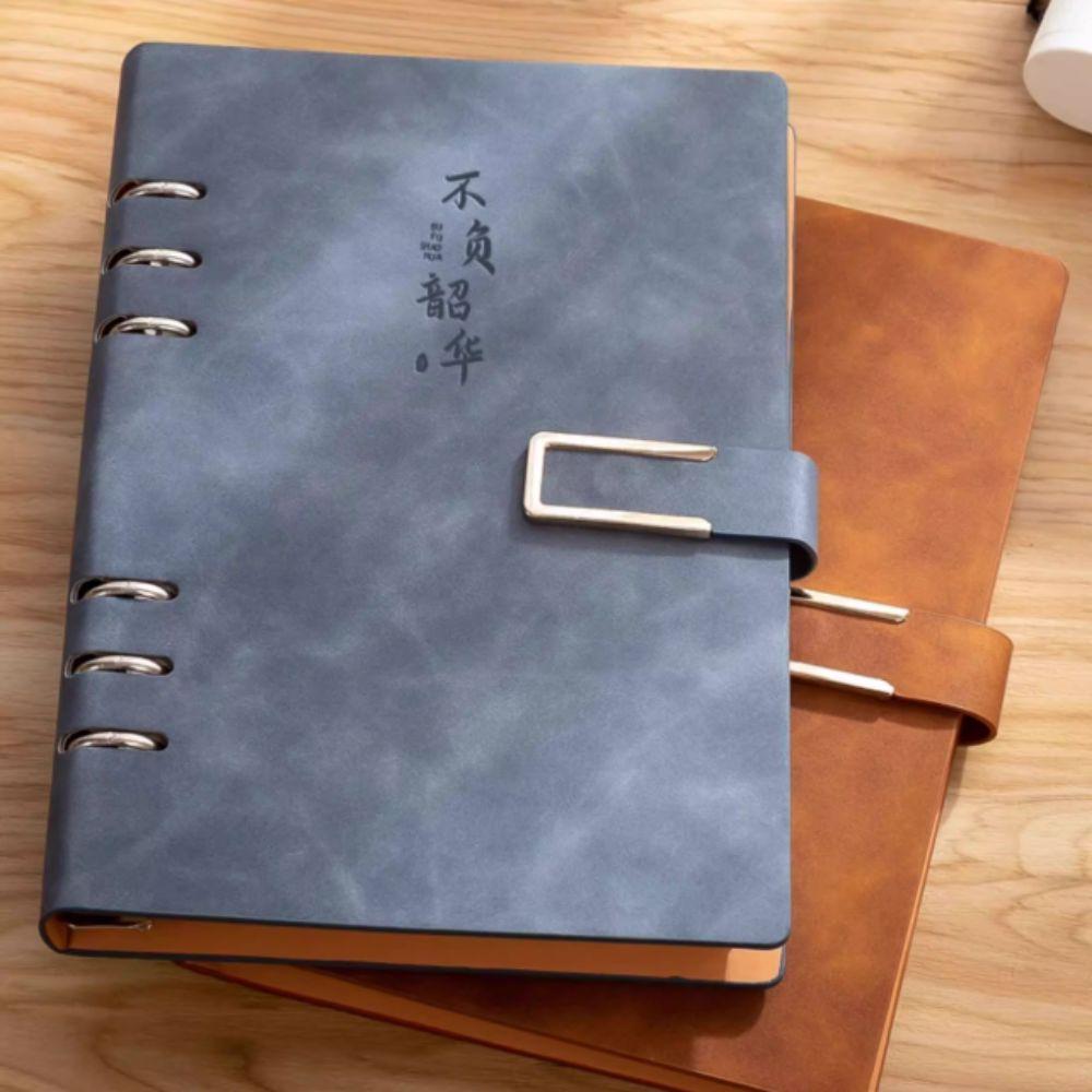 100 Sheets Loose Leaf Notebook 200 Pages Refillable Notebook Retro PU Hardcover Notebook School