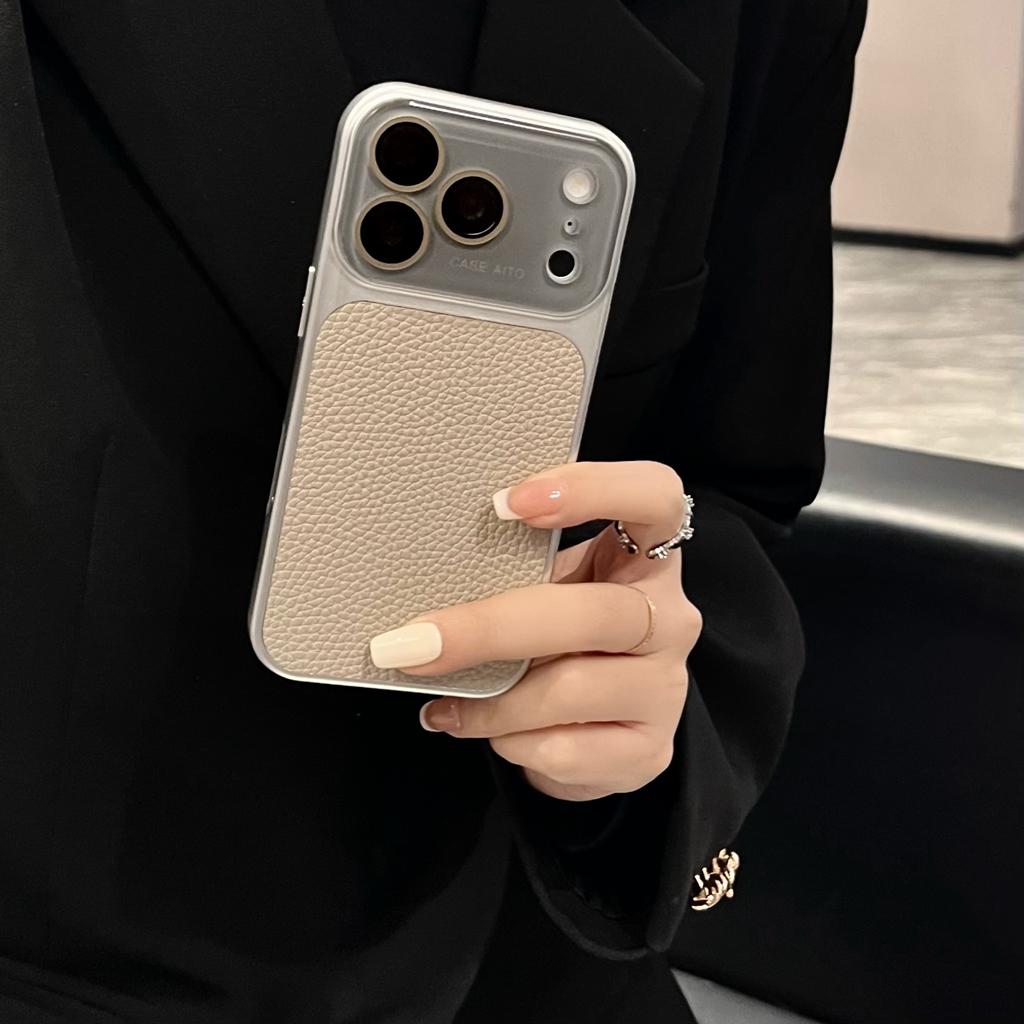 Модный Усовершенствованный Однотонный Чехол с Текстурой Личи для iPhone 17 16 15 14 Pro Max Ударопрочный Защитный Чехол для Телефона