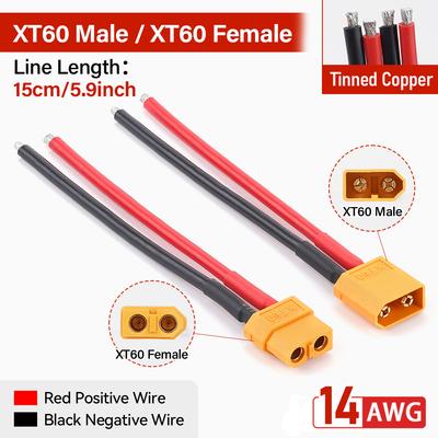 15 см 14AWG 2 шт. XT60 батарея мужской женский разъем разъем с кремниевым проводом кабель фотоэлектрические элементы солнечная система