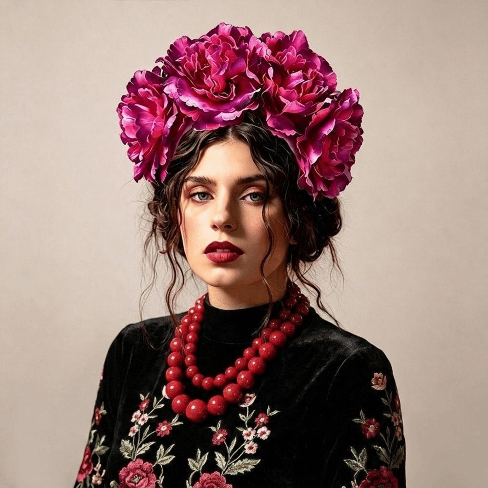 Gorgeous Design Artificial Flower Crown Rose Headpiece Bohemian Hair Accessories Performance