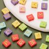 Making For Beads 20Pcs 9*7mm Diy Flat Square Acrylic Double Hole Accessories Jewelry Letter Pattern