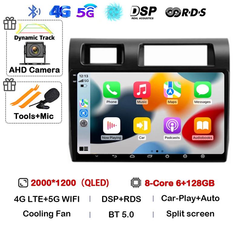 Android 14 Carplay Автомагнитола для Toyota Pickup Land Cruiser LC 70 79 Series 2007-2020 Мультимедийный Видеоплеер GPS Стерео BT