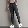 Women Warm Casual Loose Thicken Down Cotton Pants Autumn Winter High Waisted Slim Lightweight Simple Straight Trousers