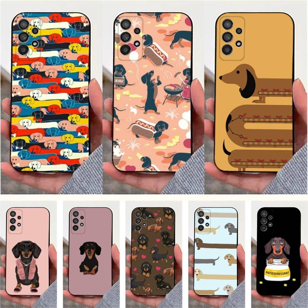 Чехол D-Такса S-Сосиска для Samsung S23, S25, S20, S10, S9, S21, S24, S22, Ultra, FE, Plus, Lite, Мягкий силикон, Черный