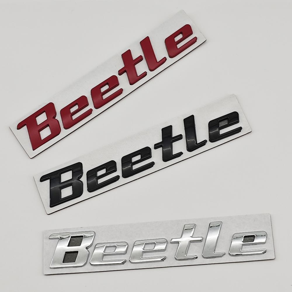 3D Metal Car Sticker Chrome Red Black Letters Logo Nameplate Beetle Emblem Rear Trunk Fender Badge For VW 1998 2005 Accessories zd7