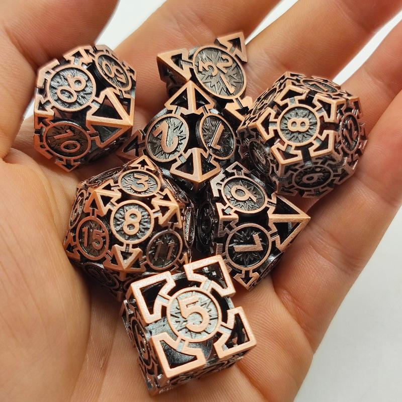 Hot Cross-Border Sale New D20 TRPG Copper Stone Dice Hollow Square Shape Eco-friendly Light Luxury Cthulhu Run Dungeons Dragons