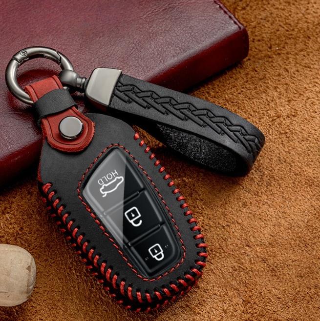 Кожаный чехол для ключа автомобиля, держатель, брелок для Hyundai Grandeur HG Седан Santa Fe 3DM Grand SantaFe 2018 IX45 EQUUS Azera Genesis G80