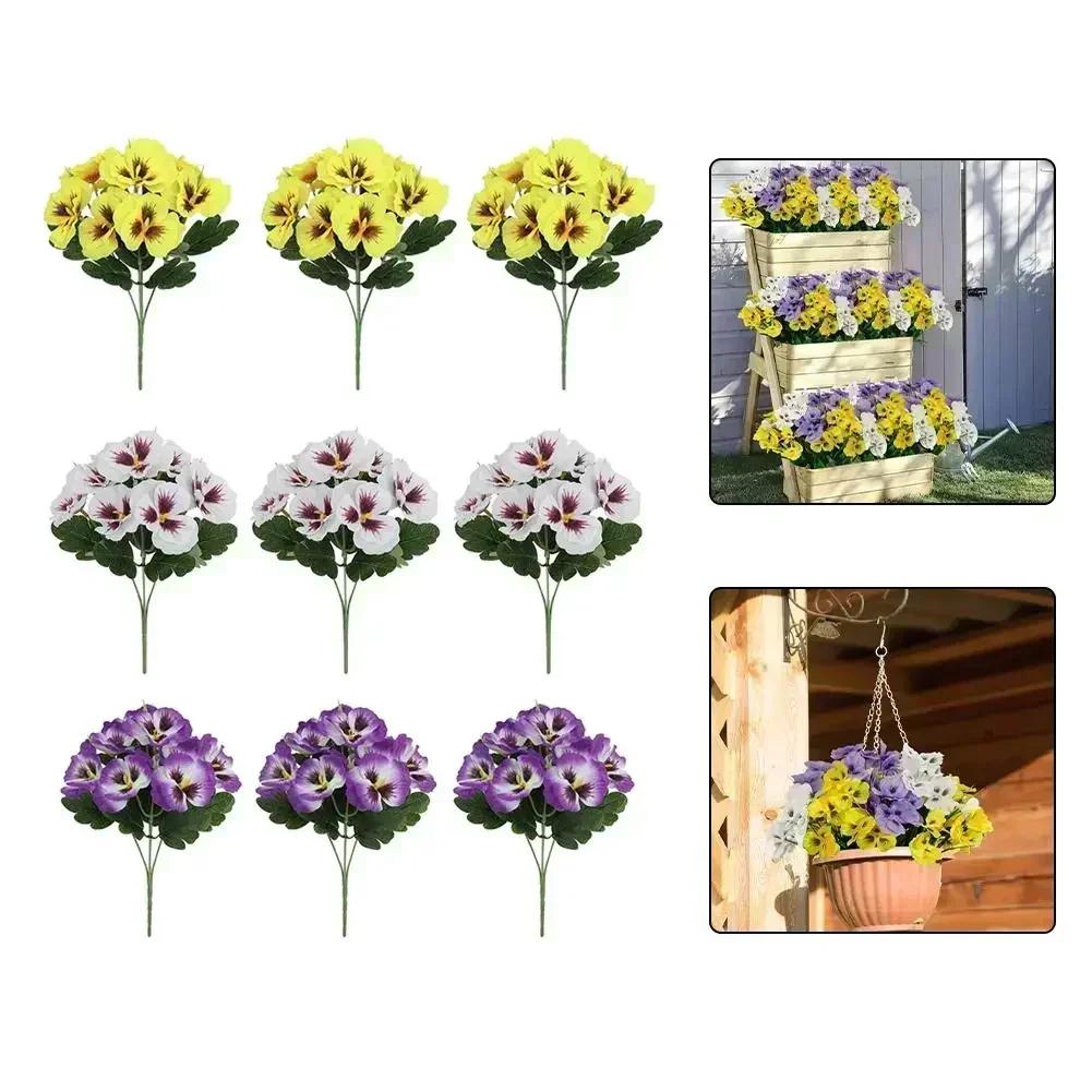 Vibrant UV-Proof Faux Pansy Flowers - 9-Piece Summer Décor Set! Household Supplies Household Merchandises