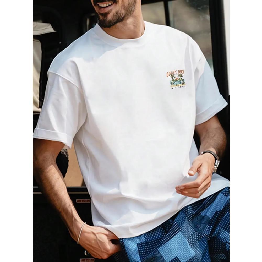 Salty Day A Relaxed Time Летние футболки для отпуска Мужские свободные мягкие футболки большого размера Летние хлопковые футболки с коротким рукавом из дышащего материала