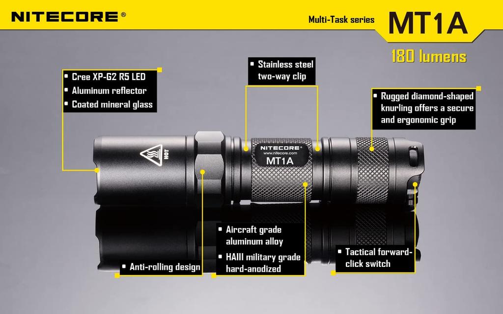 NITECORE со светодиодом CREE Максимальная яркость 180 люмен Использует 1 AA MT1A-G2 [Оснащен XP-G2 / / батареей]
