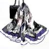 110x11cm Silk Scarf New Chinese Style Tie-dye Shawl 100% Mulberry Satin Square Women