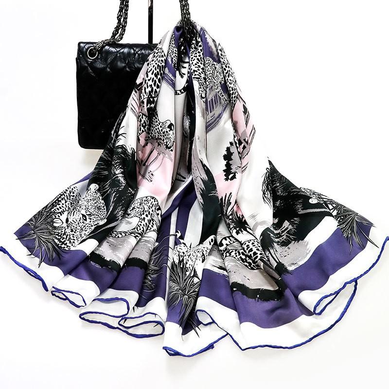 110x11cm Silk Scarf New Chinese Style Tie-dye Shawl 100% Mulberry Satin Square Women