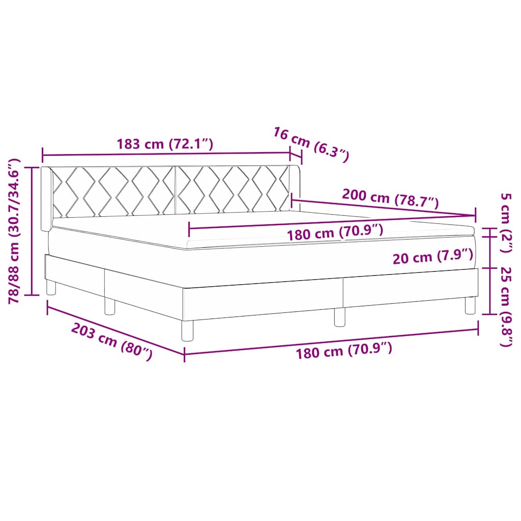 Boxspring Bed with Headboard Cream 200 x 180 cm Fabric